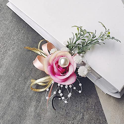 Ansteckblume fürs Handgelenk, Ansteckblumen for Hochzeit, Ansteckblume und Boutonniere-Set, Ansteckblume fürs Handgelenk, Mädchen, florale Ansteckblume fürs Handgelenk, Armbänder, Schleife, Rose, Brau von WchsTUmpxN