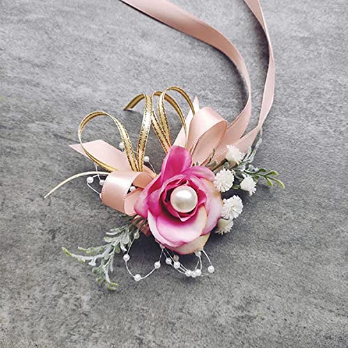 Ansteckblume fürs Handgelenk, Ansteckblumen for Hochzeit, Ansteckblume und Boutonniere-Set, Ansteckblume fürs Handgelenk, Mädchen, florale Ansteckblume fürs Handgelenk, Armbänder, Schleife, Rose, Brau von WchsTUmpxN