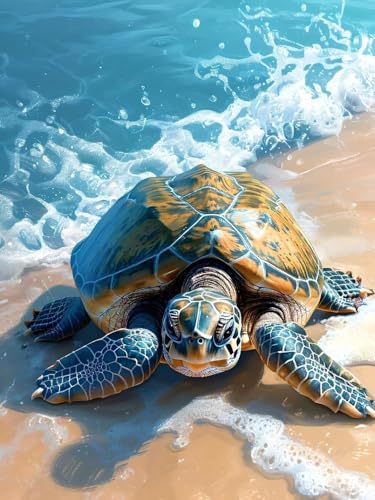 Malen Nach Zahlen Erwachsene Schildkrötenstrand Malen Nach Zahlen Bild, DIY Handgemalt Ölgemälde Kit für Anfänger und Kinder Mit 3-Pinseln und Acrylfarbe Zuhause Mädchen Geschenk 100x70cm w-1296 von Wcusmmog