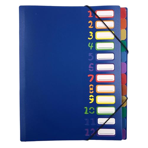 Erweiterbarer Datei Organizer, 12-layer-Dokumentenordner, Regenbogenfarbcodier-Manager mit Etikettenregisterkarten, 12,8 x 9,84 Zoll, für Buchstaben, Papiere, Rechnungen, Zuhause, Arbeit und Schulgebr von Wcybym