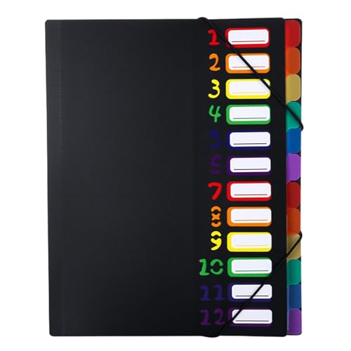 Erweiterbarer Datei Organizer, 12-layer-Dokumentenordner, Regenbogenfarbcodier-Manager mit Etikettenregisterkarten, 12,8 x 9,84 Zoll, für Buchstaben, Papiere, Rechnungen, Zuhause, Arbeit und Schulgebr von Wcybym