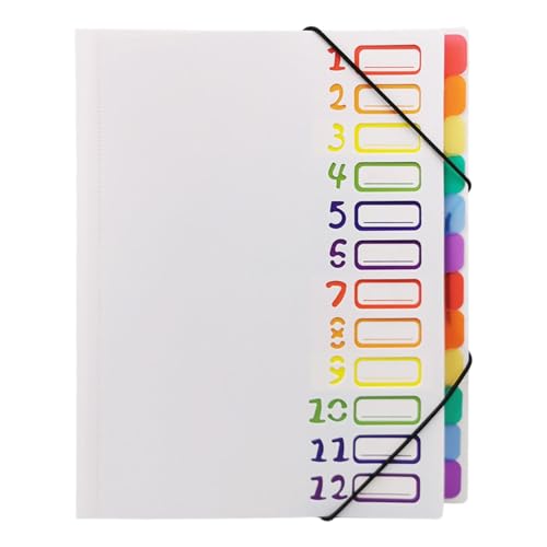 Erweiterbarer Datei Organizer, 12-layer-Dokumentenordner, Regenbogenfarbcodier-Manager mit Etikettenregisterkarten, 12,8 x 9,84 Zoll, für Buchstaben, Papiere, Rechnungen, Zuhause, Arbeit und Schulgebr von Wcybym