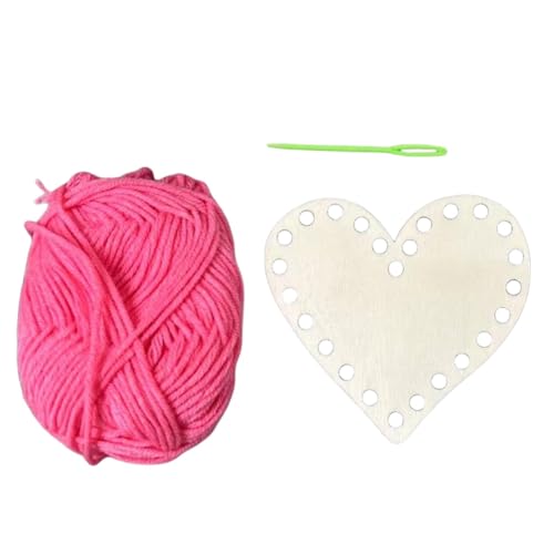 Holzkorb Bastelset | Häkelkorbboden | Herzförmiges Korb-Kit | Basteln Weben Korb Set | Valentinstag Häkelset | Holzbastelset mit Baumwollfaden und Nadel für Valentinstag von Wcybym