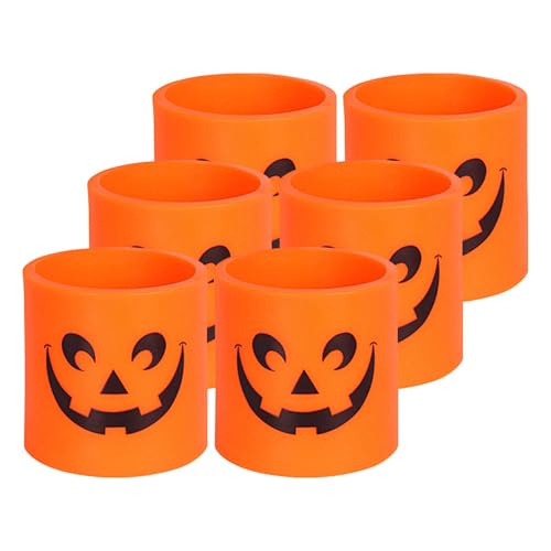 Kürbiskerzen | Flammenlose Halloween- - | Set mit 6 orangefarbenen LED-Kerzen | batteriebetriebene Halloween- | kompakte -Kerzenlichter für Halloween-Partys & gruselige von Wcybym