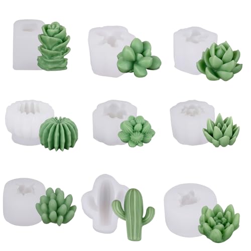 Wdbild Kerzenform Silikon, 9/10-teiliges 3D-Silikonformen-Set mit Sukkulenten für die Kerzenherstellung und Epoxidharzkunst, realistische Kaktus-Designs, Gussformen Wdbild Kerzenform Silikon, 9/10-teiliges 3D-Silikonformen-Set mit Sukkulenten für die Kerzenherstellung und Epoxidharzkunst, realistische Kaktus-Designs, Gussformen von Wdbild