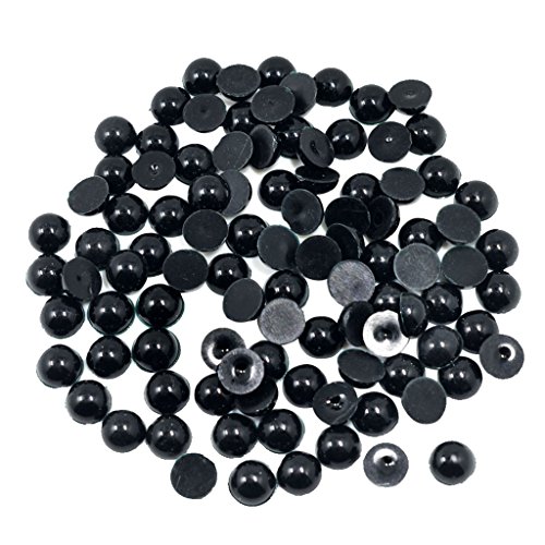 Schwarze Halbperlenperlen, flache Rückseite, Cabochon, für DIY, Scrapbooking, 10 mm, 100 Stück von Wdfnexalai