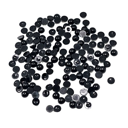 Schwarze Halbperlenperlen, flache Rückseite, Cabochon, für DIY, Scrapbooking, 8 mm, 150 Stück von Wdfnexalai