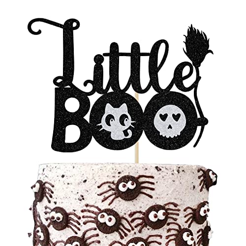 Schwarzer Glitzer Little Boo Kuchenaufsatz, Baby Boo/A Little Boo is Almost Due, Halloween Boo Thema Babyparty / Gender Reveal Party Dekorationen von We Can Bearly Wait