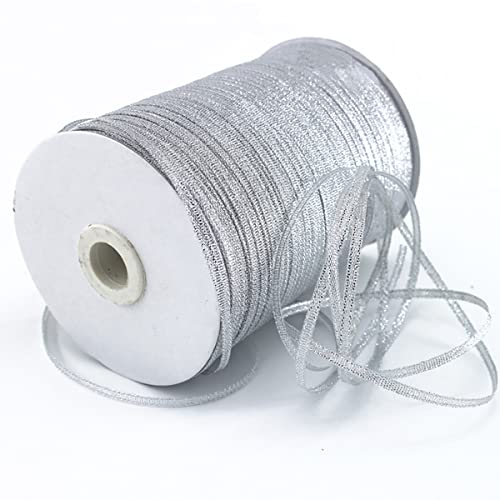 3mm 790m Silber Satinband,Silber Schleifenband Dekoration Stoffbänder Bänder Geschenkband Breit Stoffband für Hochzeit -1 Rollen von We Moment Zone