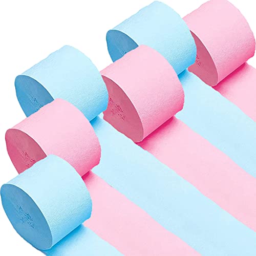 6 Rollen Kreppbänder Rosa Blau 4.5 cm x 25 m Krepppapier Party Crepe Streamer Luftschlangen Dekorationen Rosa Blau von We Moment Zone