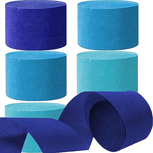 Kreppbänder Blau 4.5 cm x 25 m 6 Rollen Krepppapier Party Crepe Streamer Luftschlangen Dekorationen Blau von We Moment Zone