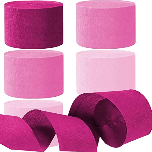 Kreppbänder Rosa 4.5 cm x 25 m 6 Rollen Krepppapier Party Crepe Streamer Luftschlangen Dekorationen Rosa von We Moment Zone