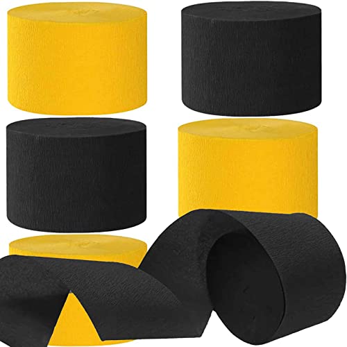 Kreppbänder Schwarz Gelb 4.5 cm x 25 m 6 Rollen Krepppapier Party Crepe Streamer Luftschlangen Dekorationen Schwarz Gelb von We Moment Zone