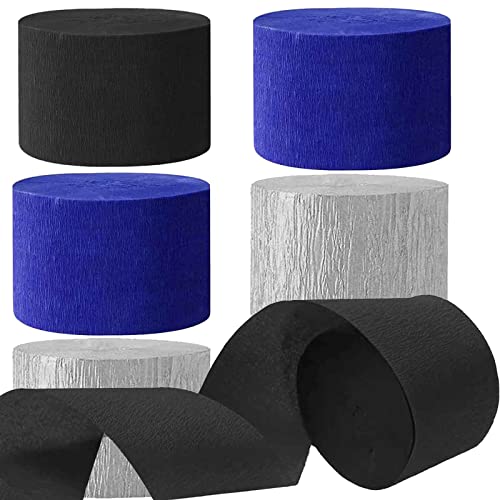 Kreppbänder Schwarz Silber Blau 4.5 cm x 25 m 6 Rollen Krepppapier Party Crepe Streamer Luftschlangen Dekorationen Schwarz Silber Blau von We Moment Zone