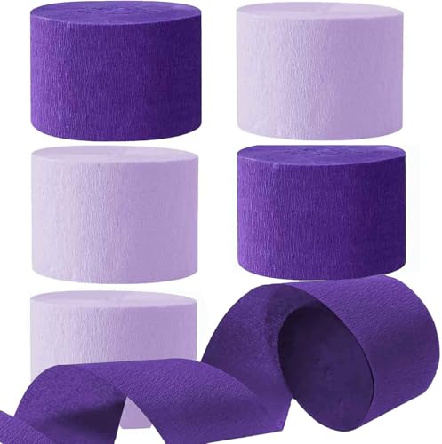 Kreppbänder Violett 4.5 cm x 25 m 6 Rollen Krepppapier Party Crepe Streamer Luftschlangen Dekorationen Lila von We Moment Zone