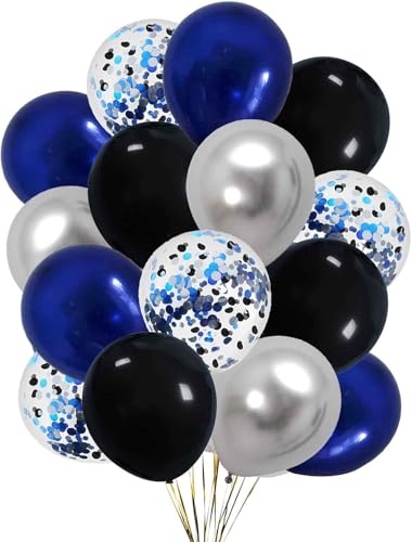 We Moment Zone 12 Zoll Luftballons Schwarz Blau Silber，Schwarz Blau Silber Party Latex Ballons Konfetti Luftballons für Geburtstag Babyparty Graduierung Hochzeit Verlobung Party Deko，50 Stück von We Moment Zone