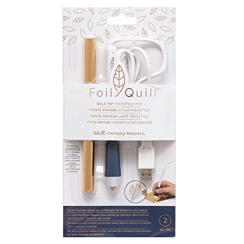 We R Memory Keepers Foil Quill Bold Tip Freestyle Pen, Heißstift mit Fetter Spitze, USB-Anschluss, 1 Folienrolle Gold zum Freihand Zeichnen, Beschriften und gestalten von Deko, Karten und Scrapbooks, 2, 5 mm von We R Memory Keepers