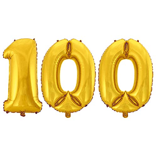 WeAreAwesome Folien-Ballon Luft-Ballon Zahl 100 Gold 60CM XL Aufpusten Geburtstag Jubiläum Jahrestag Feier von WeAreAwesome