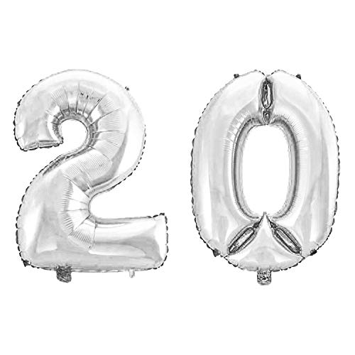 WeAreAwesome Folien-Ballon Luft-Ballon Zahl 20 Silber 60CM XL Aufpusten Geburtstag Jubiläum Jahrestag Feier von WeAreAwesome