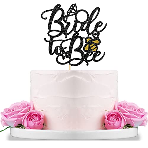 WeBenison Bride to Bee Kuchenaufsatz / Bienenmotiv Brautdusche Kuchenaufsatz / Biene Verlobung Hochzeit Junggesellinnenabschied Zubehör / Schwarz Glitzer von WeBenison