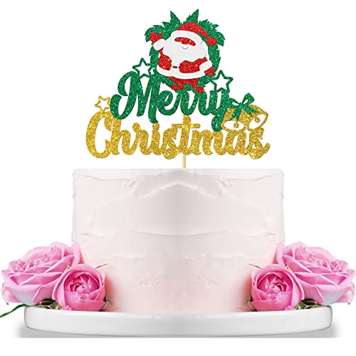 WeBenison Frohe Weihnachten Kuchen Topper Weihnachten Party / Neujahr Schild Kuchen Topper / Happy Holiday Weihnachten Party Dekorationen Gold Glitzer von WeBenison