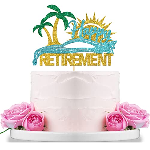 WeBenison Happy Retirement Cake Topper / Enjoy Retirement Party / Going Away Abschied Party Dekorationen Gold Glitter von WeBenison