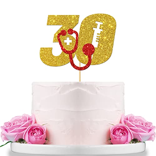 WeBenison Nurse Doctor 30th Birthday Cake Topper / Doctor Nurse Birthday Cake Decor / Doctor's 30th Anniversary Party Decorations Supplies Gold Glitter von WeBenison