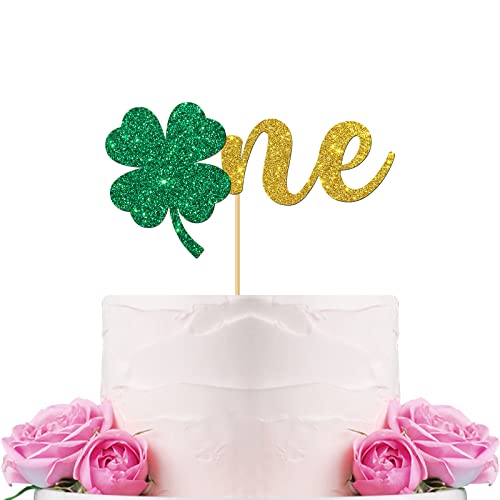 WeBenison One Cake Topper / 1 Birthday / One Month / Baby Shower Cake Topper / Happy St. Patrick's Day Party Dekorationen Gold Glitter von WeBenison