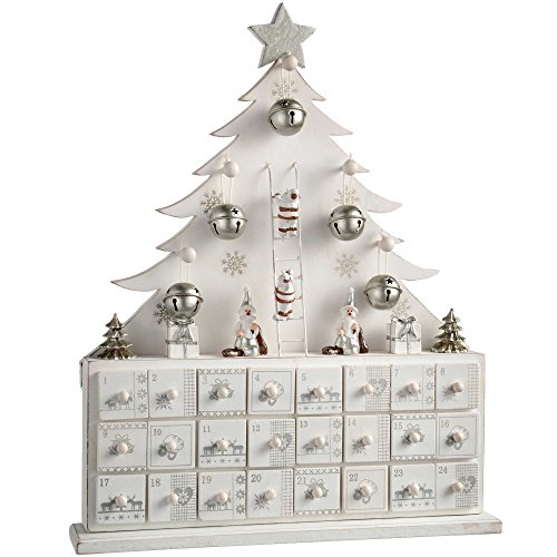 WeRChristmas Weihnachtsdekoration Holz Baum Adventskalender, 40 cm – Weiß von WeRChristmas
