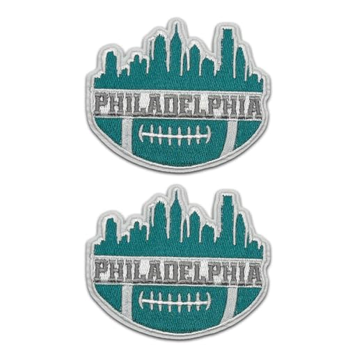 2 x Applikationen für Fußball-Fans, Bastelzubehör, Sportstile, bestickter Aufnäher, DIY-Nähapplikation, Verzierungen und Aufbügler für Philadelphia (C) von Weadatty