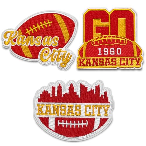 3 x Applikationen für Fußball-Fans, Bastelzubehör, Sportstile, bestickter Aufnäher, DIY-Nähapplikation, Verzierungen und Aufbügler für Kansas City (ABC) von Weadatty