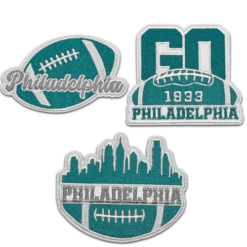 3 x Applikationen für Fußball-Fans, Bastelzubehör, Sportstile, bestickter Aufnäher, DIY-Nähapplikation, Verzierungen und Aufbügler für Philadelphia (ABC) von Weadatty