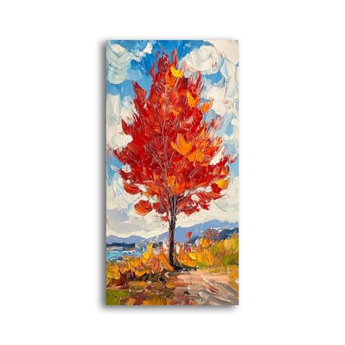 Malen Nach Zahlen Erwachsene Herbst Klein Malen Nach Zahlen 60X30cm, Landschaft Bastelset Erwachsene Frauen, Farbiges Leinwand Acrylfarben DIY Ölgemälde Set Dekoration Geschenke für Fraue/Männer-z403 von Weaejoan