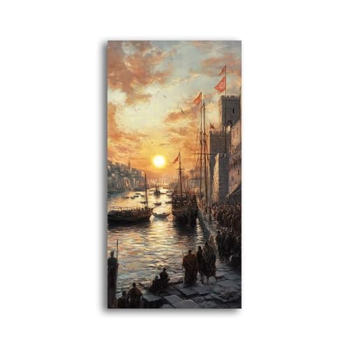 Malen Nach Zahlen Erwachsene Sonnenuntergang Klein Malen Nach Zahlen 40X20cm, Stadt Bastelset Erwachsene Frauen, Farbiges Leinwand Acrylfarben DIY Ölgemälde Set Dekoration Geschenke für Fraue-z418 von Weaejoan