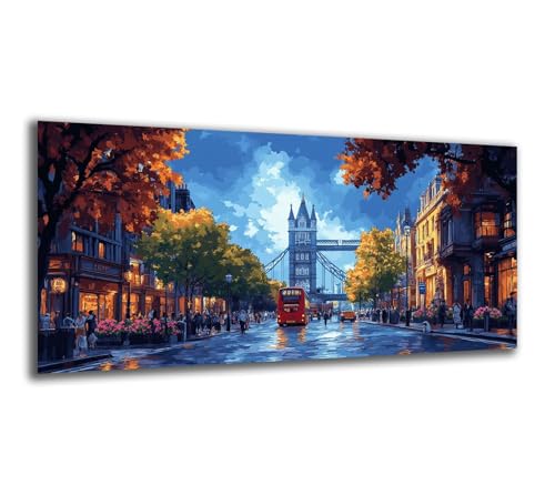 Malen Nach Zahlen Groß 120X60cm Malen Nach Zahlen ab 7 8 9 10 Jahre Mädchen Landschaft DIY Handgemalt Ölgemälde Set für Anfänger Kinder, Stadt Paint by Number Mit Pinseln und Acrylfarbe,No Rahmen-z641 von Weaejoan