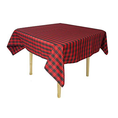 Weavric Karierte quadratische Tischdecke, 85 x 85 Zoll waschbar Falten Fleck frei Gingham Leinen für Buffet Tisch, Picknick im Freien, Hotel, Restaurant, Party, Urlaub, Weihnachten, rot und schwarz von Weavric