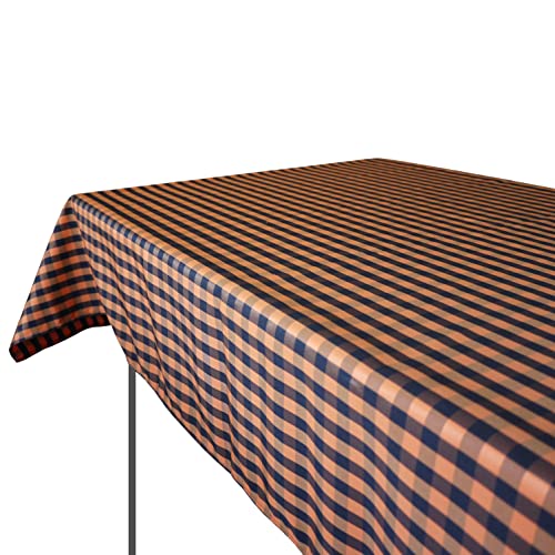 Weavric Karierte rechteckige Tischdecke, 132x290cm, waschbar Falten Fleck frei Gingham Leinen für Buffet Tisch, Picknick im Freien, Halloween, Party, Urlaub, Weihnachten, Orange und schwarz von Weavric