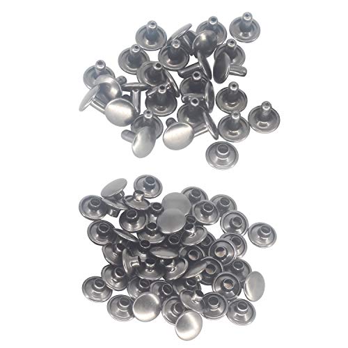 Doppelkopfnieten für Handwerk, Schuhe, Taschen, Tücher, Reparatur, Fassung, Stollen, Lederkunsthandwerk von Wedding Decor, 100er-Pack, metall, Gunmetal Black, 6 mm von WedDecor