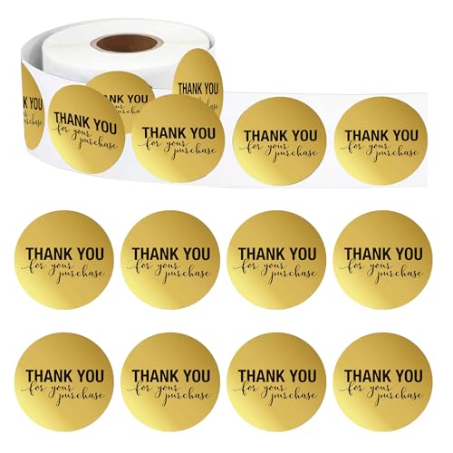 WedDecor 1000 Stück "Thank You for Your Purchase" Aufkleber Rolle Etiketten Selbstklebend Umschlag Siegelpapier Aufkleber zum Backen Verpacken, Dekorative Geschenke, Verpackungsbedarf, Gold von WedDecor