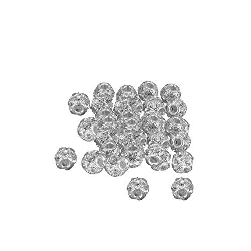 WedDecor 10mm Silber Transparente Strass Diamanten Perlen Rondell Abstand Schmuck für Halskette,Hand Basteln,Armband, Stoff Arbeit, Lederwaren (10er Pack) - 6mm, 100 von WedDecor