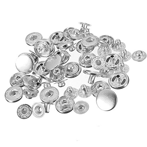 Weddecor 10mm Snap Verbindungen S-FEDER 4 Teile Druckknöpfe Nähen Knöpfe für Lederhandwerk, Nähen, Jacken,Hemden, Stoff, Reparatur, DIY Projekte, 50pcs - Silbern, 10mm von WedDecor