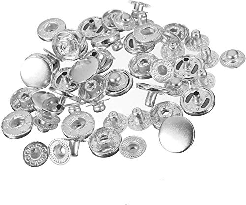 WedDecor 10mm Snap Verbindungen S-Feder 4 Teile Druckknöpfe Nähen Knöpfe für Lederhandwerk, Nähen, Jacken,Hemden, Stoff, Reparatur, DIY Projekte, 50pcs - Silbern, 10mm von WedDecor