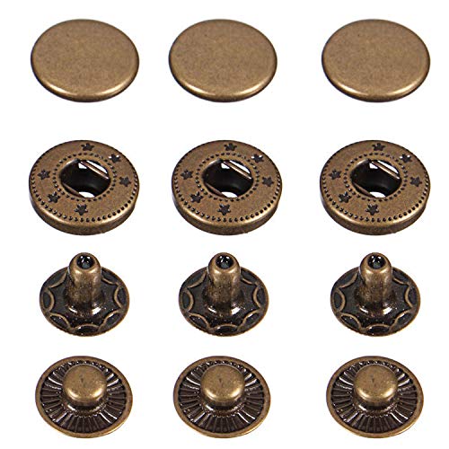 WedDecor 12mm S Feder Druckknöpfe 4 Part, Robust und Leicht, Metall Schnapp Befesstiger für Jacken, Jeans,Leder Handwerk, Riemen und Bekleidung Reparatur - Bronze, 10pcs von WedDecor