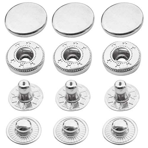 WedDecor 12mm S Feder Druckknöpfe 4 Part, Robust und Leicht, Metall Schnapp Befesstiger für Jacken, Jeans,Leder Handwerk, Riemen und Bekleidung Reparatur - Silbern, 50pcs von WedDecor