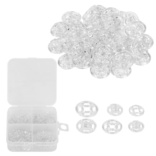 WedDecor 150 Set Klare Druckknöpfe zum Aufnähen mit Aufbewahrungsbox - Gemischte Farbe 4-Loch Kunststoffknöpfe für DIY Kleidung, Handtaschen, Schneiderei, Handwerksprojekte (7mm, 10mm, 13mm) von WedDecor