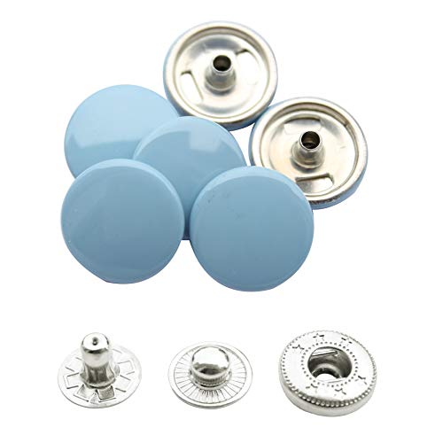 WedDecor 15mm Snap Verbindungen Groß 4 Teile Druckknöpfe Nahtfreies Knöpfe für Lederhandwerk, Nähen, Jacken, Hemden, Stoff Reparatur DIY Projekte, 10pcs - Grau Blau, 10pcs von WedDecor