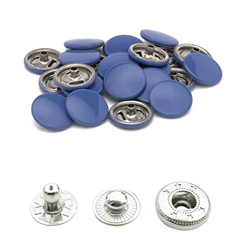 WedDecor 15mm Snap Verbindungen Groß 4 Teile Druckknöpfe Nahtfreies Knöpfe für Lederhandwerk, Nähen, Jacken, Hemden, Stoff Reparatur DIY Projekte, 10pcs - Peugeot Blau, 50pcs von WedDecor