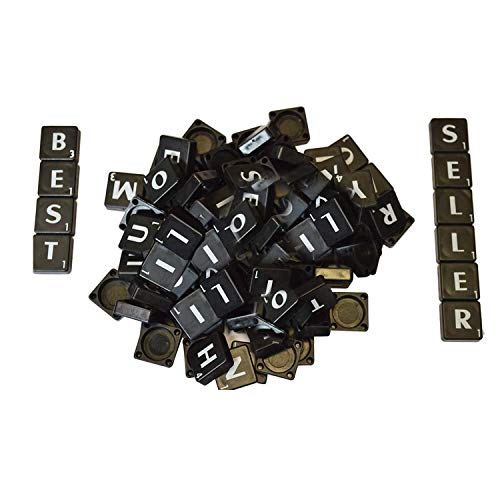 WedDecor 300pcs Plastik Alphabet Buchstaben Steine für Basteln, Komplett A-Z Alphabet Und Nummer Bedruckt Steine für Kunst & Basteln,Bilder,Sammelalbum,DIY Projekt,Rechtschreibung, Heim Dekor, Schwarz von WedDecor