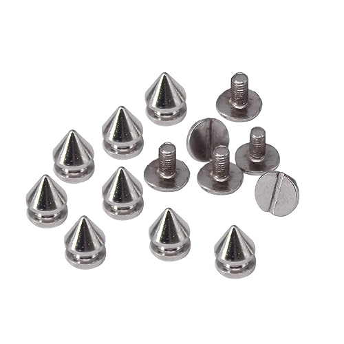 WedDecor 7 mm x 10 mm Schraubverschluss Silber Spike Kegel Nieten für Kleidung Kunst Taschen Schuhe Kugel Form DIY Leder Handwerk Halloween Party Kostüm Dekoration, 10 Stück von WedDecor