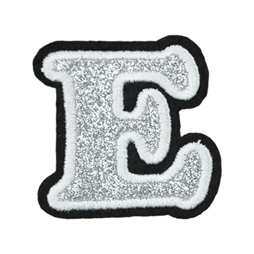 WedDecor Aufbügler mit Buchstaben "E", Großbuchstaben, Glitzer, Alphabet, Buchstaben, Stickerei, Aufnäher, Applikation, dekoratives Bastelzubehör für Kleidung, Jeans, Hüte, Jacken und DIY-Mode, von WedDecor